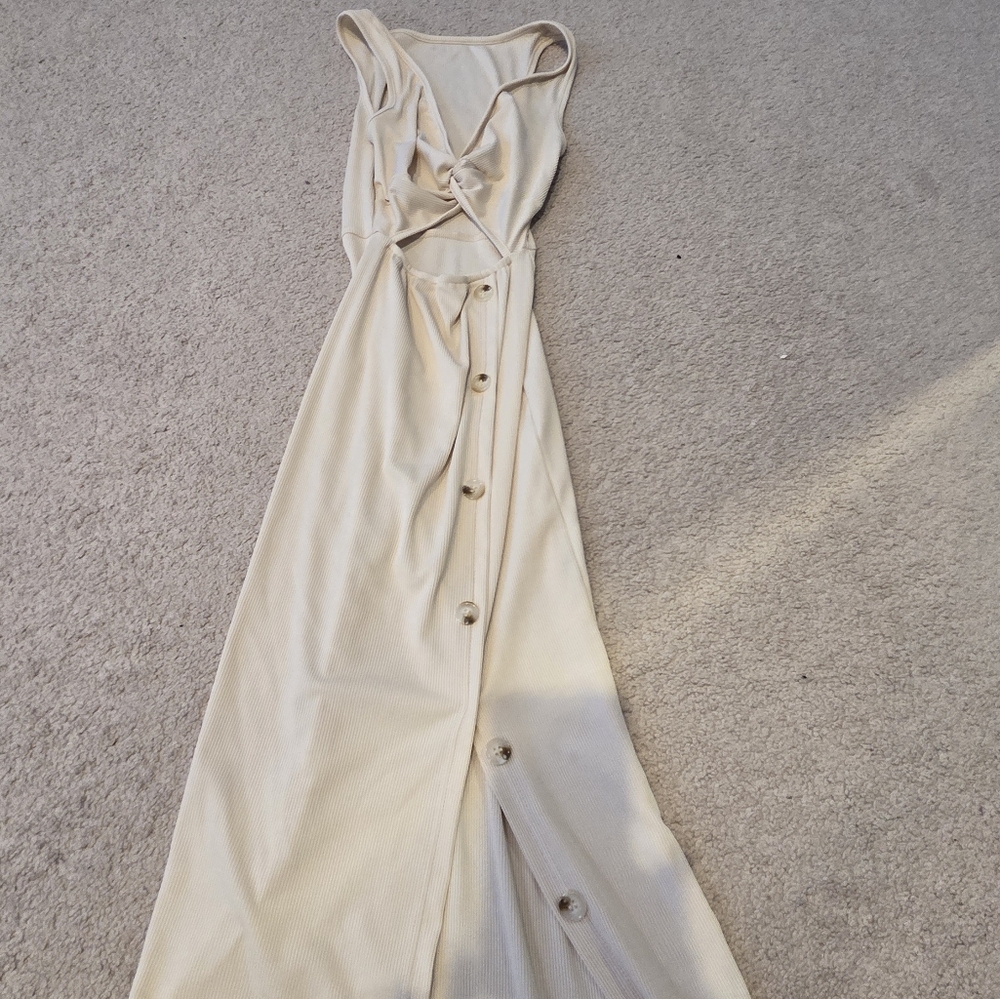 Elegant Cream Button-Down Dress